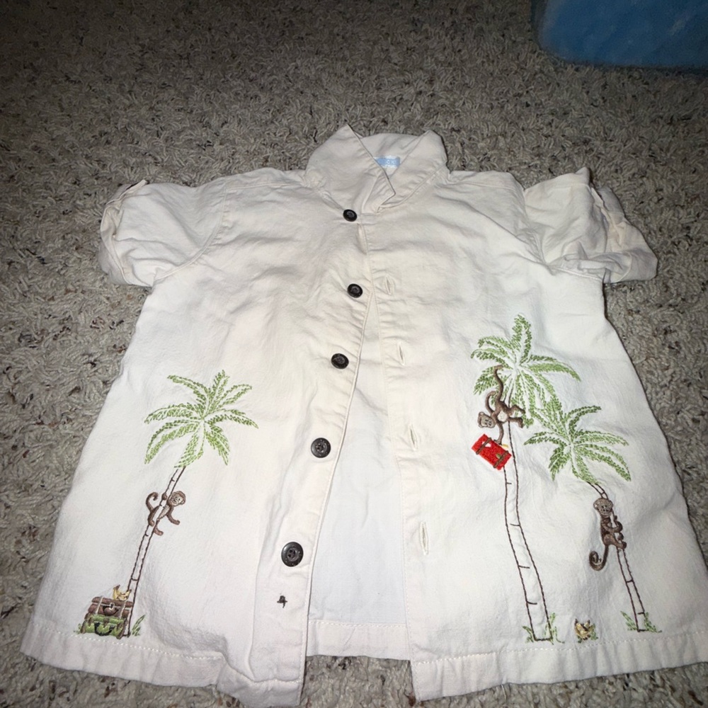 Tropical Embroidered Button-Up Shirt